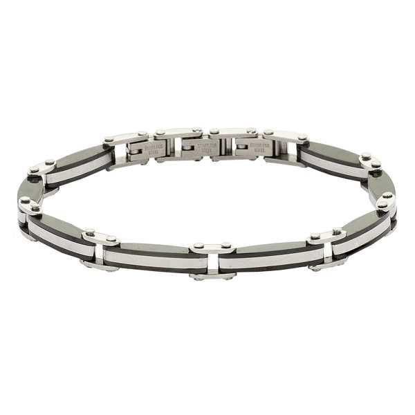 Bracciale uomo con maglie in acciaio bianco e nero Default Title