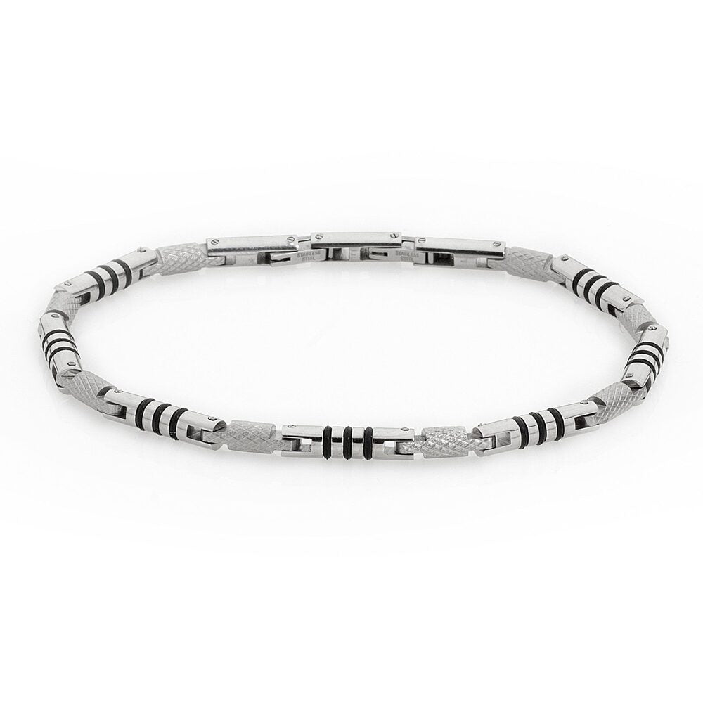 Bracciale modulare effetto diamantato e caucciù Default Title