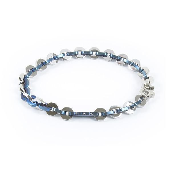 Bracciale a maglie esagonali, Pvd blu e zirconi Default Title