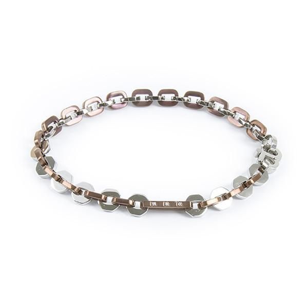 Bracciale a maglie esagonali, Pvd rosato e zirconi Default Title