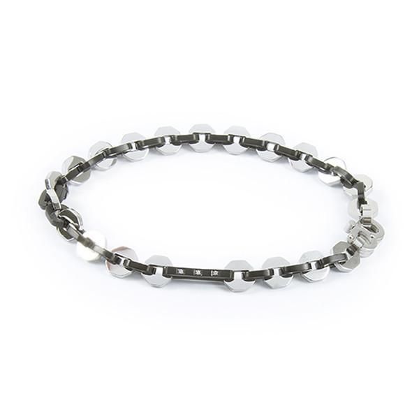 Bracciale a maglie esagonali, Pvd nero e zirconi Default Title