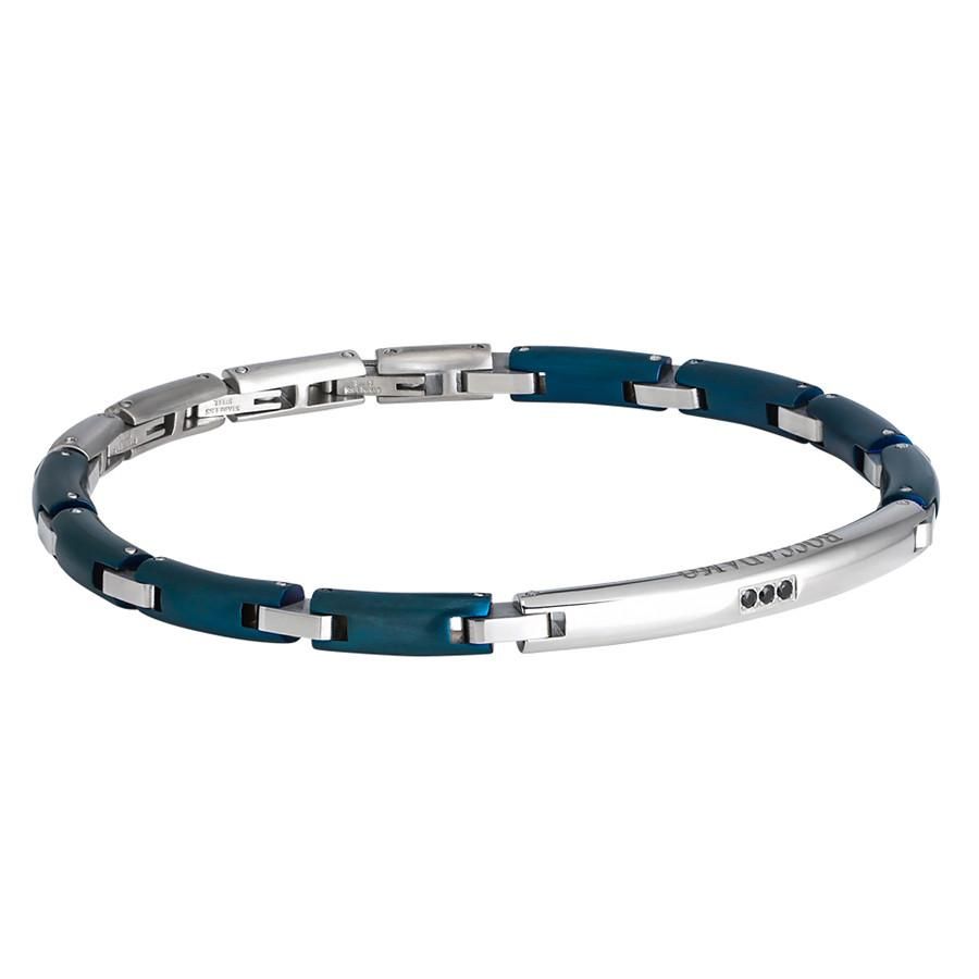 Bracciale in acciaio, Pvd smaltato blu e zirconi neri Default Title