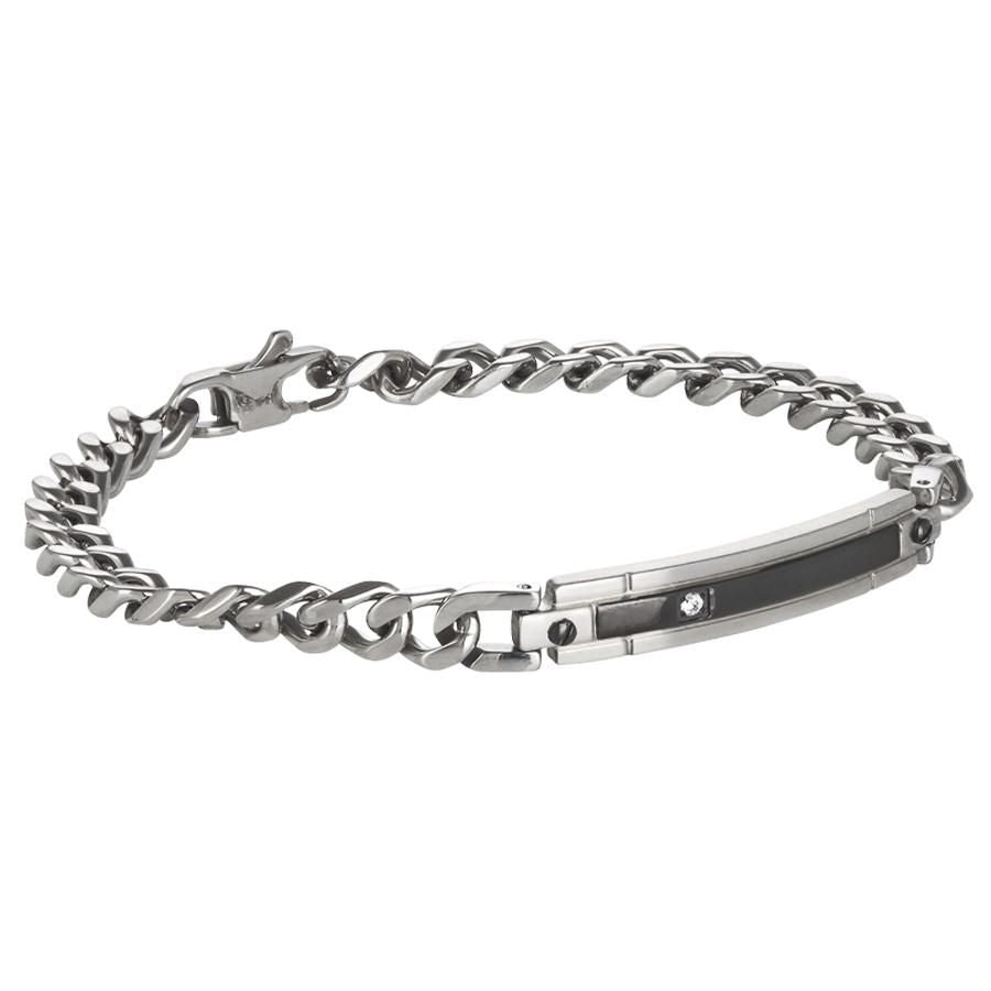 Bracciale a maglia curva in acciaio, Pvd e zirconi Default Title