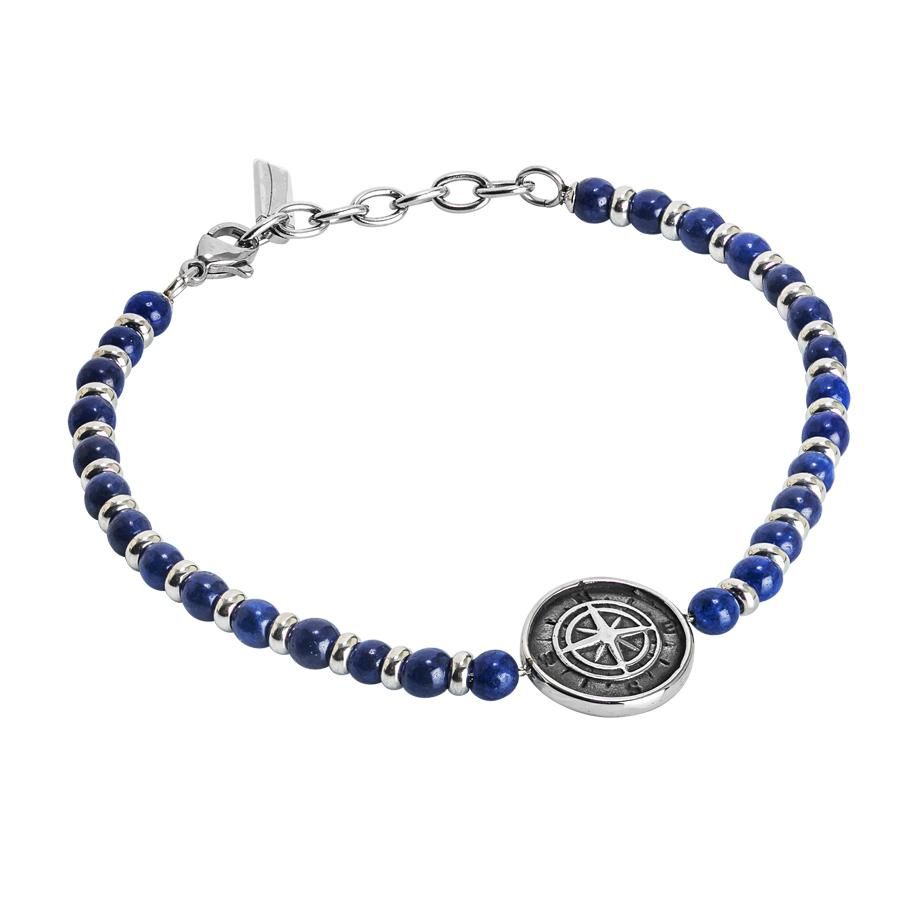 Bracciale con agata blu e rosa dei venti  Default Title