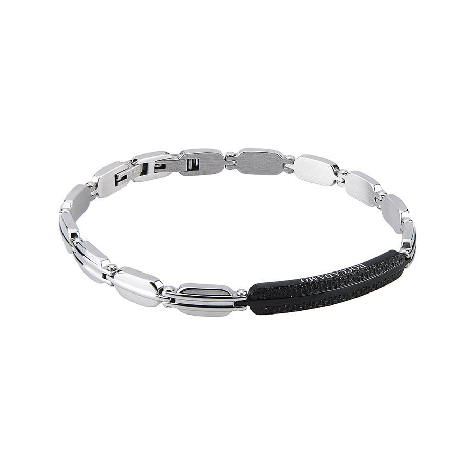 Bracciale semirigido in acciaio con centrale in Pvd nero Default Title