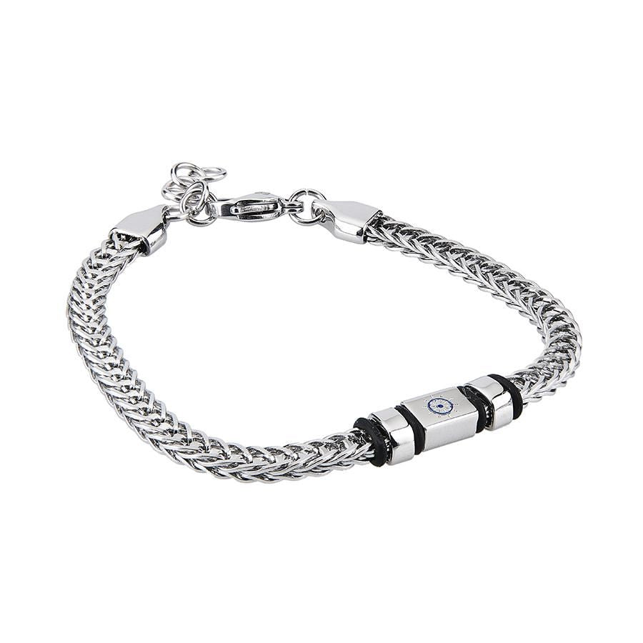 Bracciale in acciaio a maglie intrecciate con timone Default Title