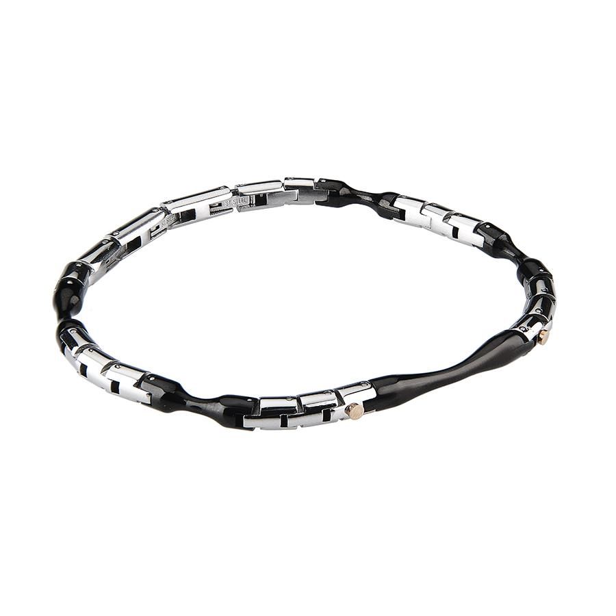 Bracciale semirigido in acciao bianco e nero Default Title