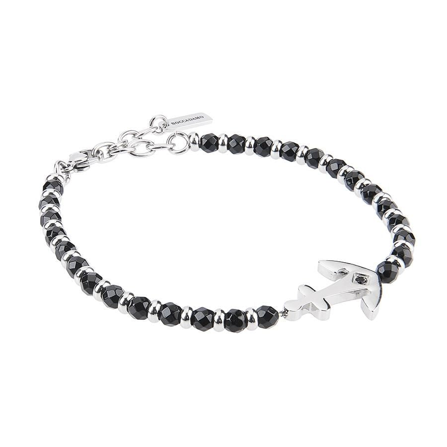 Bracciale con ossidiana nera, ancora e zircone Default Title