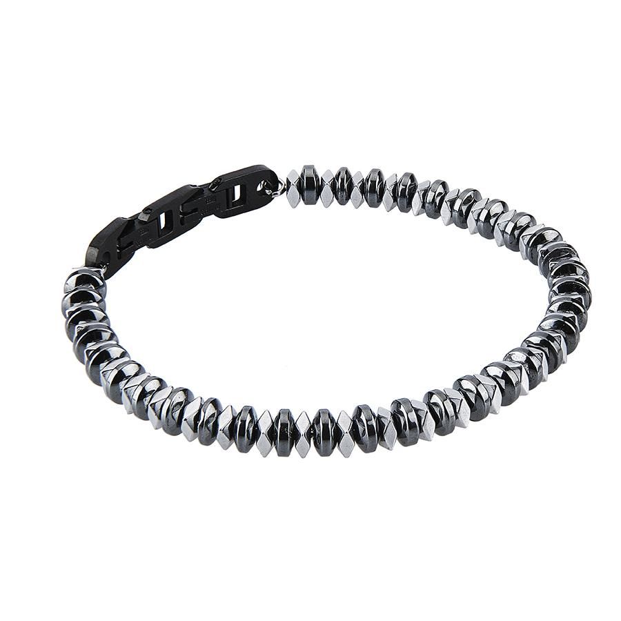 Bracciale in acciaio con magliette in Pvd nero Default Title