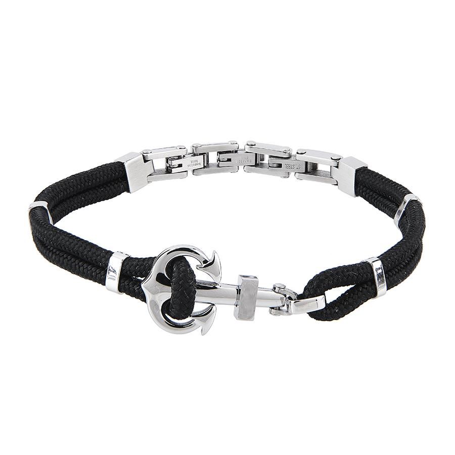 Bracciale doppio filo in cordino marino nero Default Title
