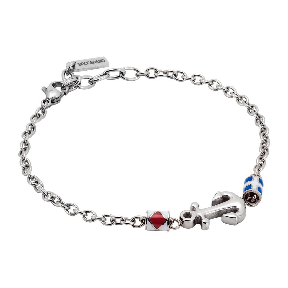 Bracciale in acciaio con ancora e decoro smaltato Default Title