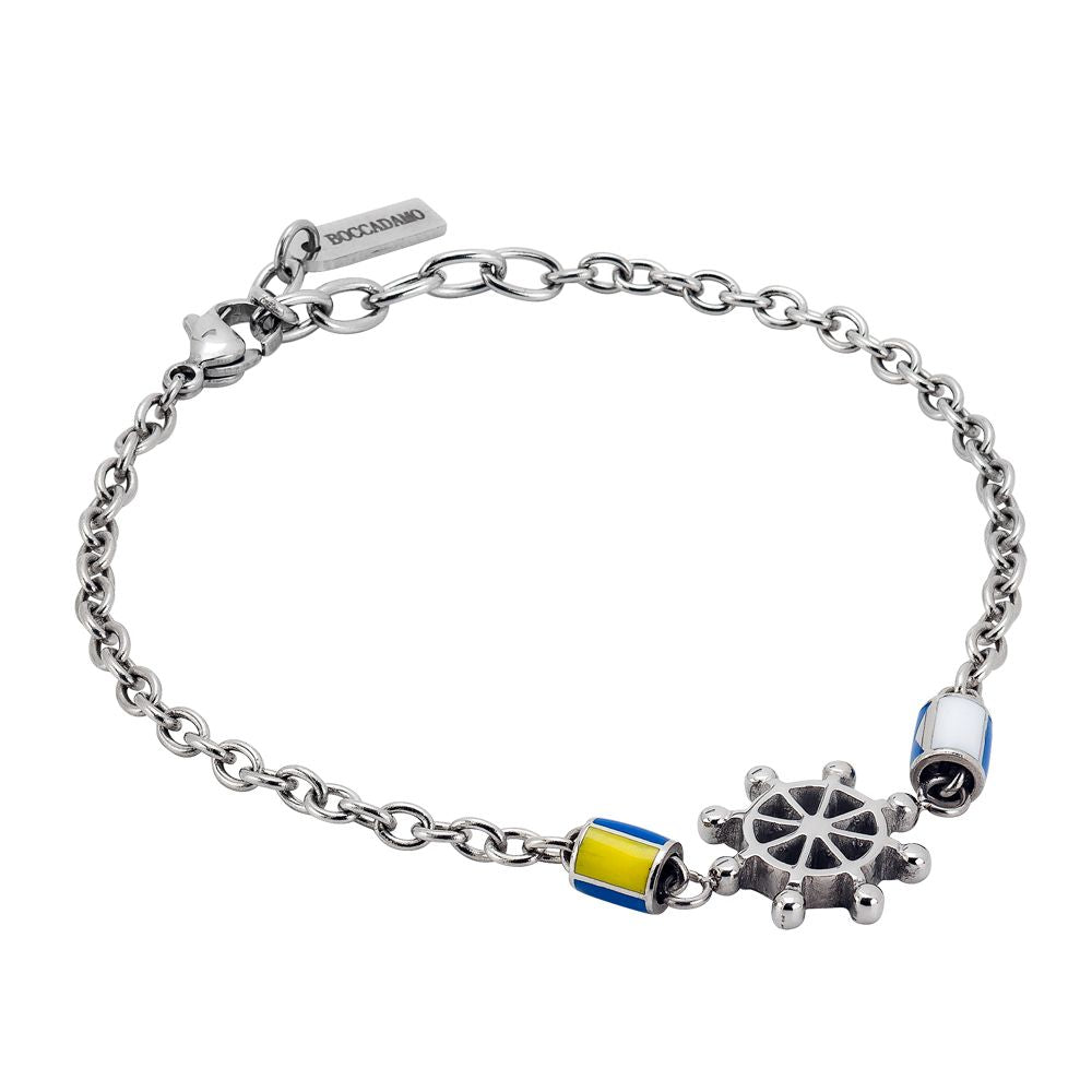 Bracciale in acciaio con timone e decoro smaltato Default Title
