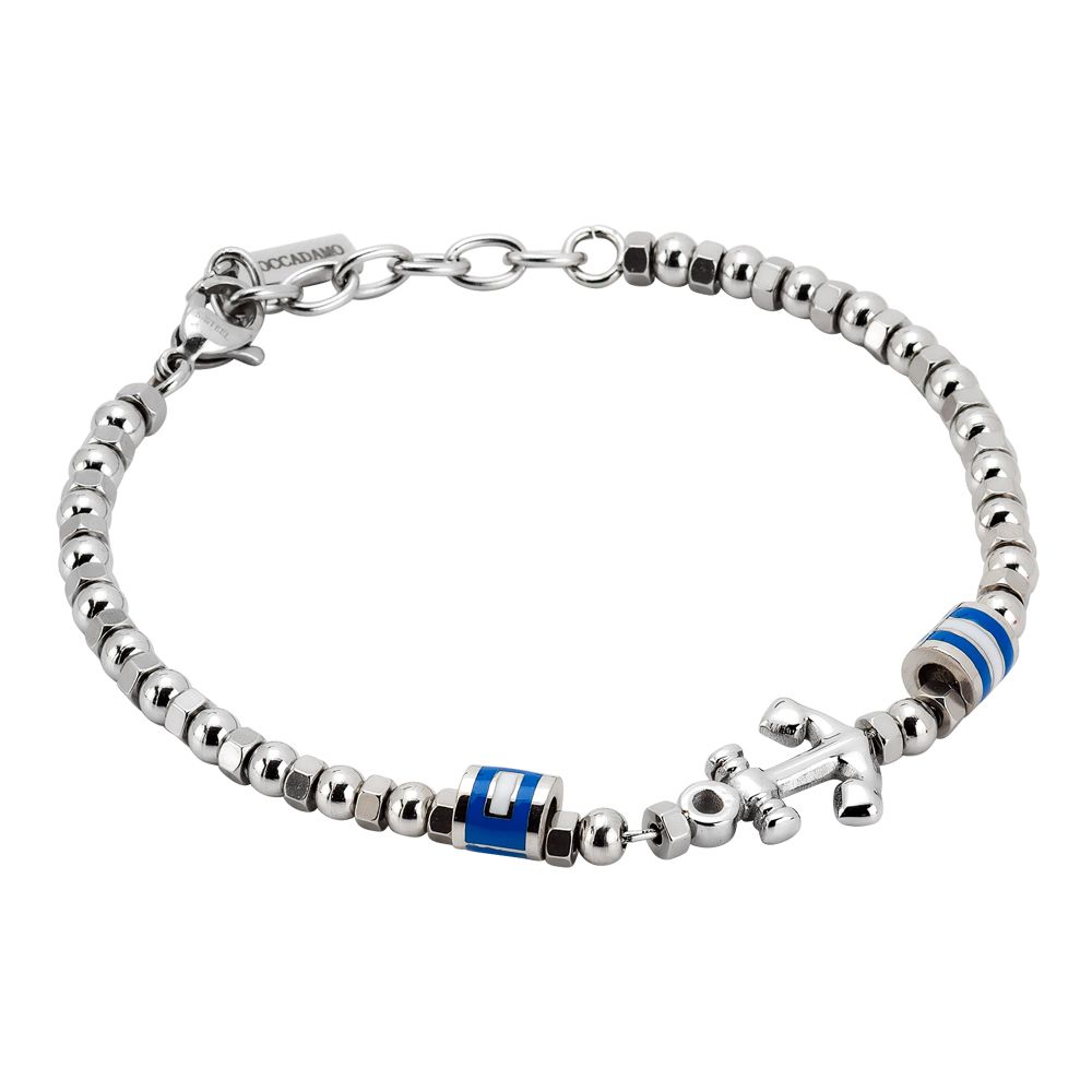 Bracciale beads con ancora ed elementi smaltati blu Default Title