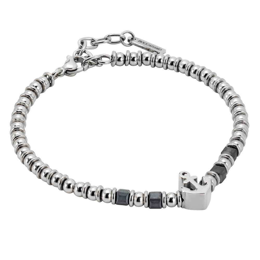 Bracciale beads con ematite grigia e ancora centrale Default Title
