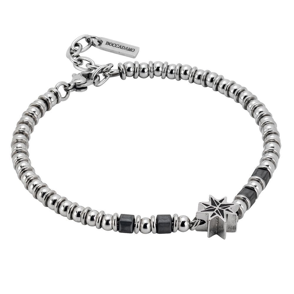 Bracciale beads con ematite grigia e rosa dei venti centrale Default Title