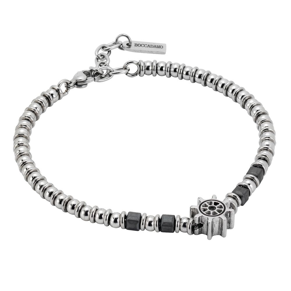 Bracciale beads con ematite grigia e timone centrale Default Title
