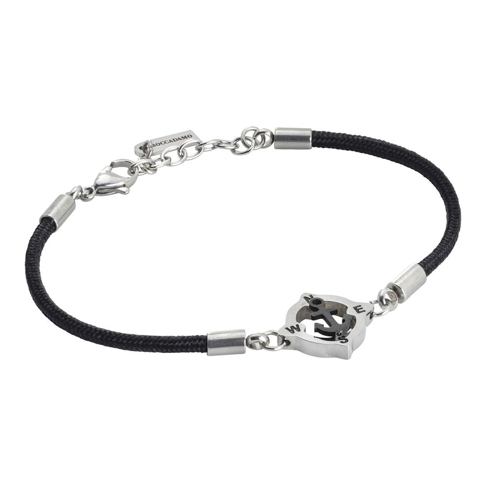 Bracciale uomo con cordino marino nero e ancora in pvd Default Title