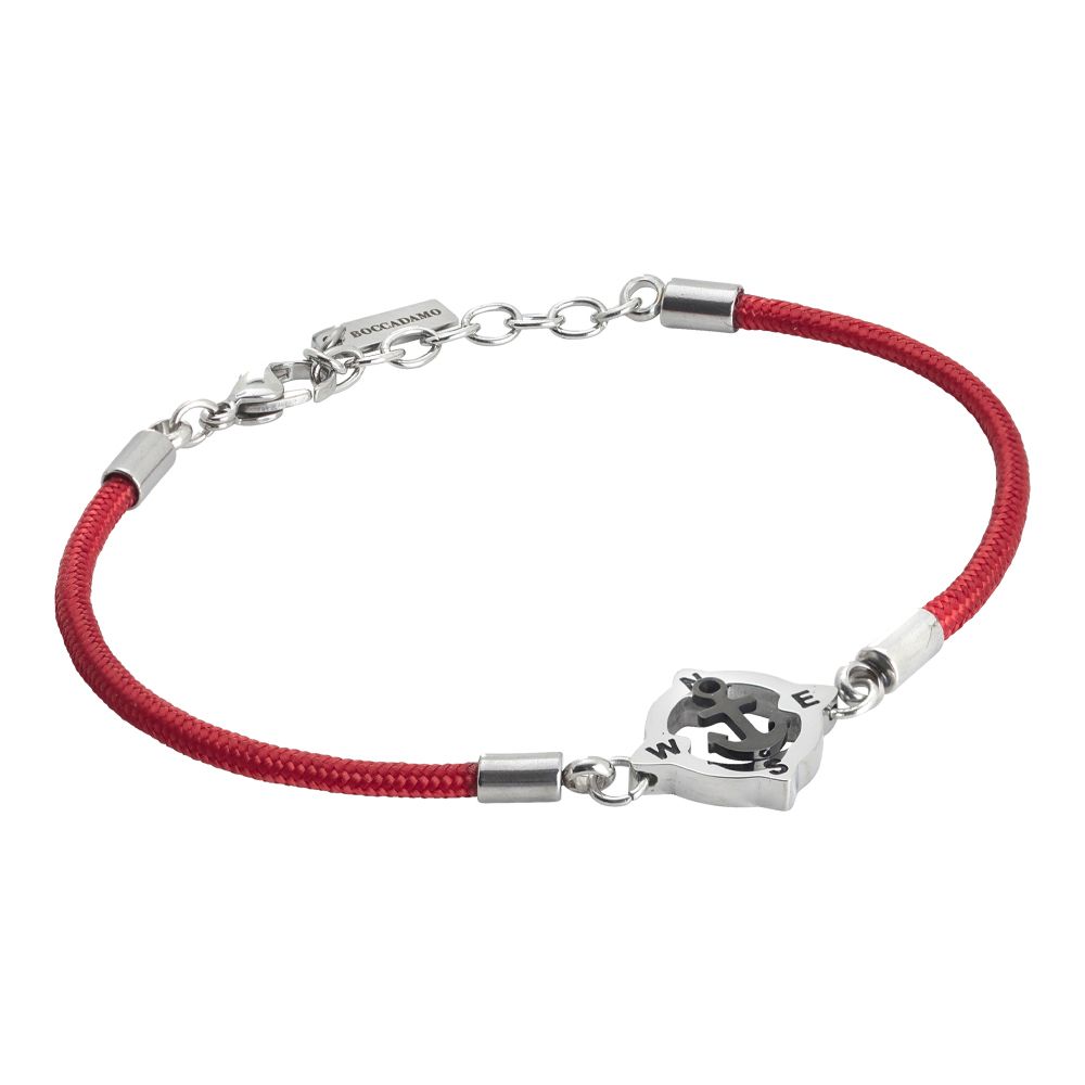 Bracciale uomo con cordino marino rosso e ancora in pvd Default Title