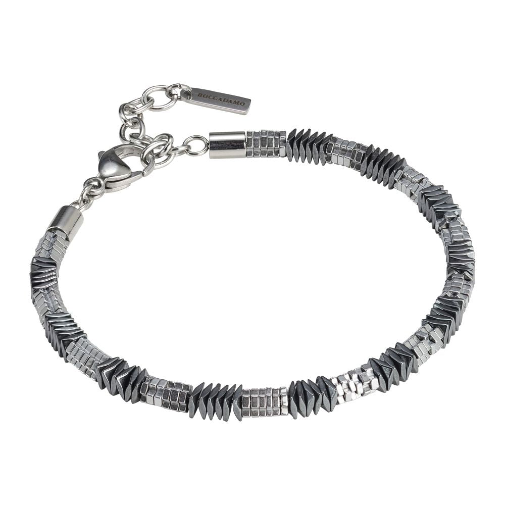 Bracciale uomo con elementi mobili in acciaio ed ematite Default Title