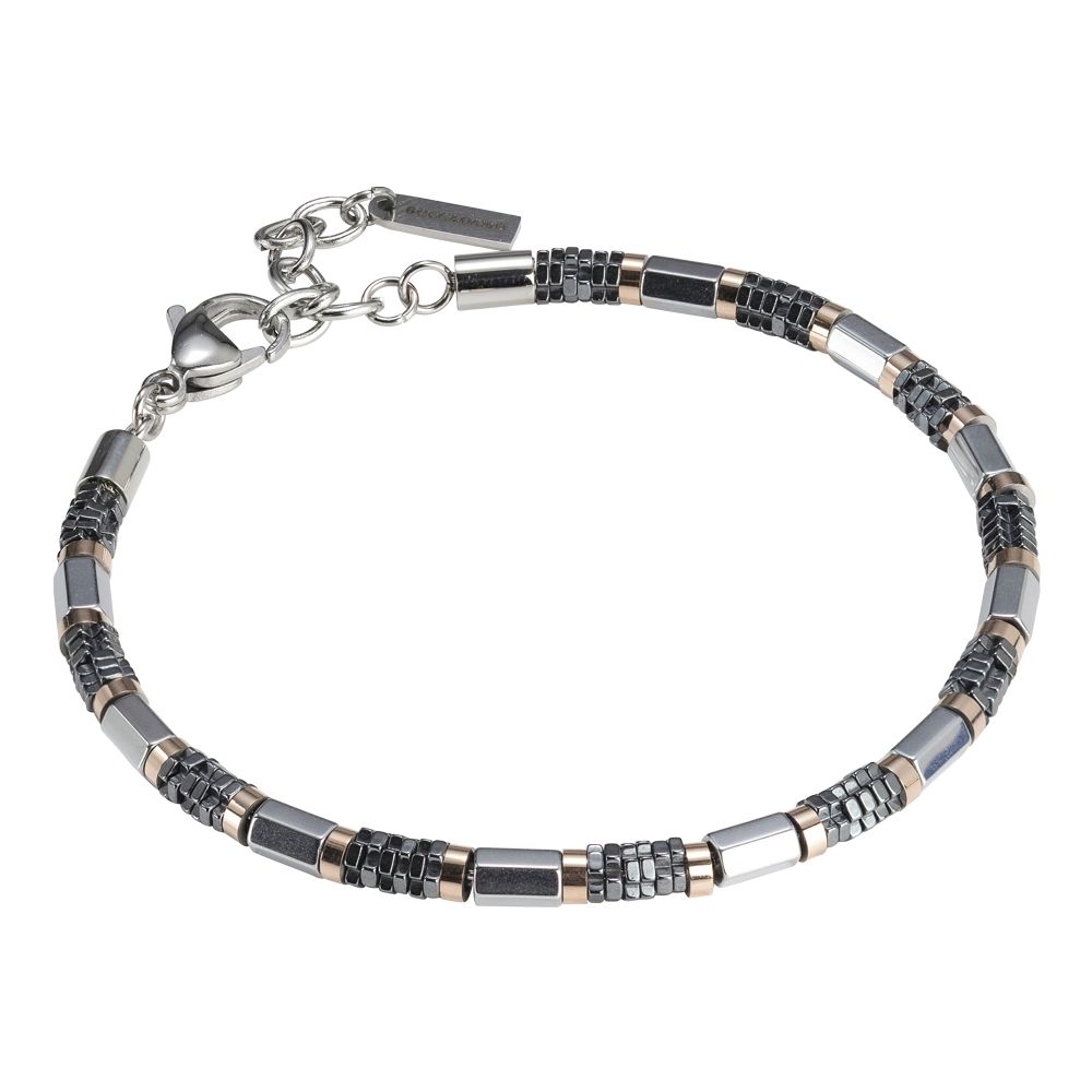Bracciale uomo in acciaio nero e placcato oro rosa ed ematite Default Title