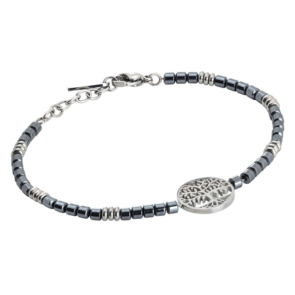 Bracciale uomo in acciaio ed albero della vita rodiato Default Title