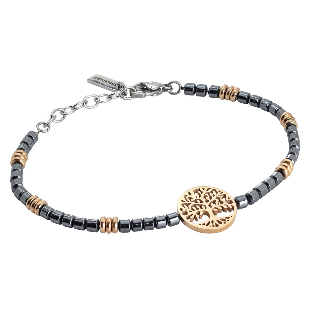 Bracciale uomo in acciaio ed albero della vita rosato Default Title