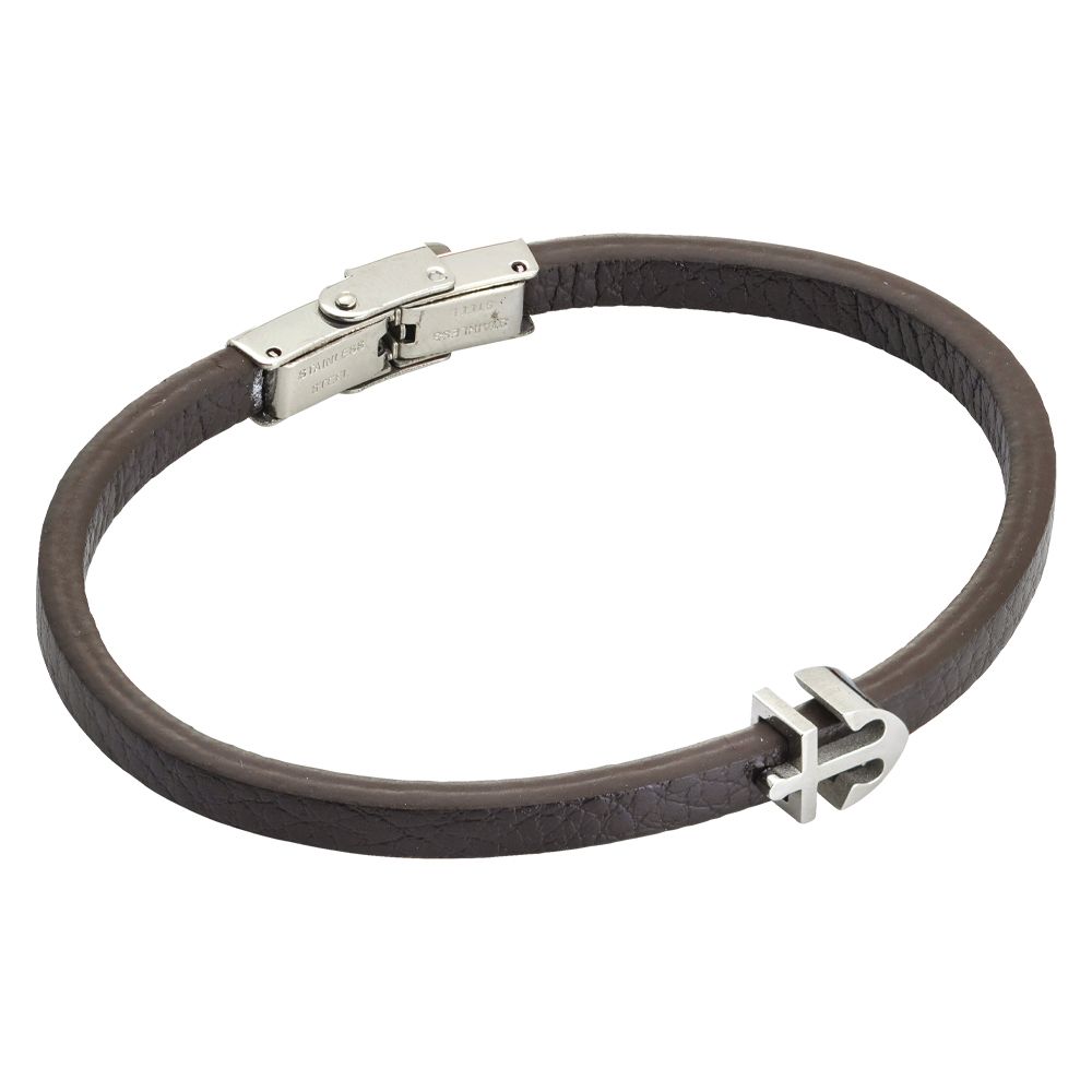 Bracciale in similpelle marrone e ancora Default Title