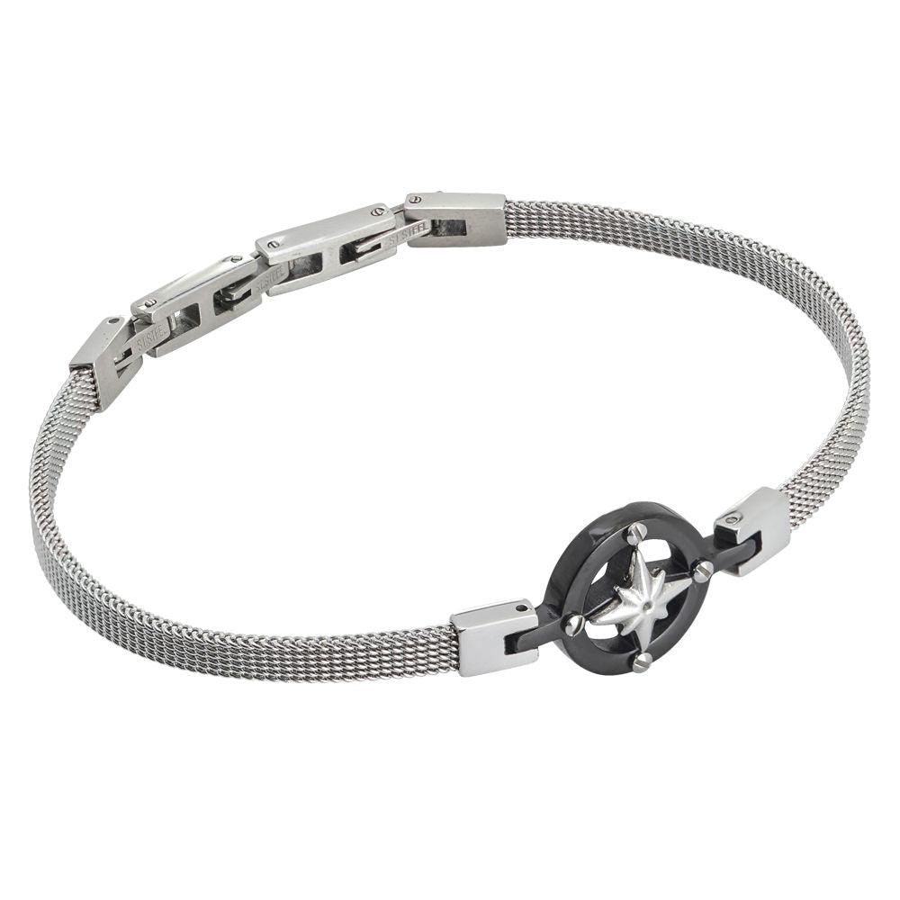 Bracciale in acciaio maglia Milano con rosa dei venti in pvd Default Title