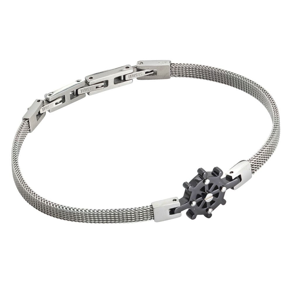 Bracciale in acciaio maglia Milano con timone in pvd Default Title