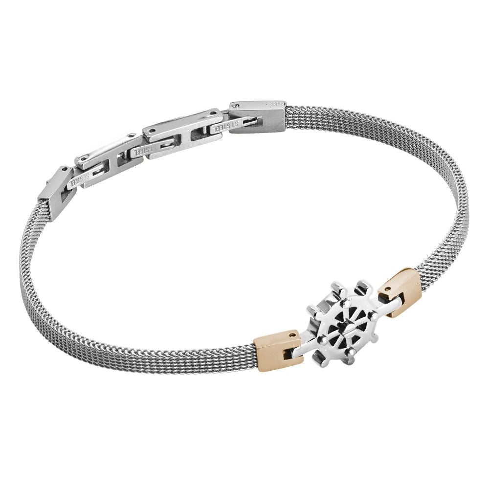 Bracciale in acciaio maglia Milano con timone Default Title