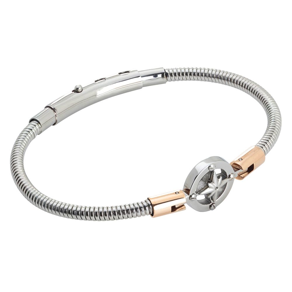 Bracciale tubolare in acciaio con rosa dei venti Default Title