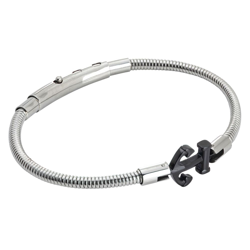 Bracciale tubolare in acciaio con ancora in pvd nero Default Title
