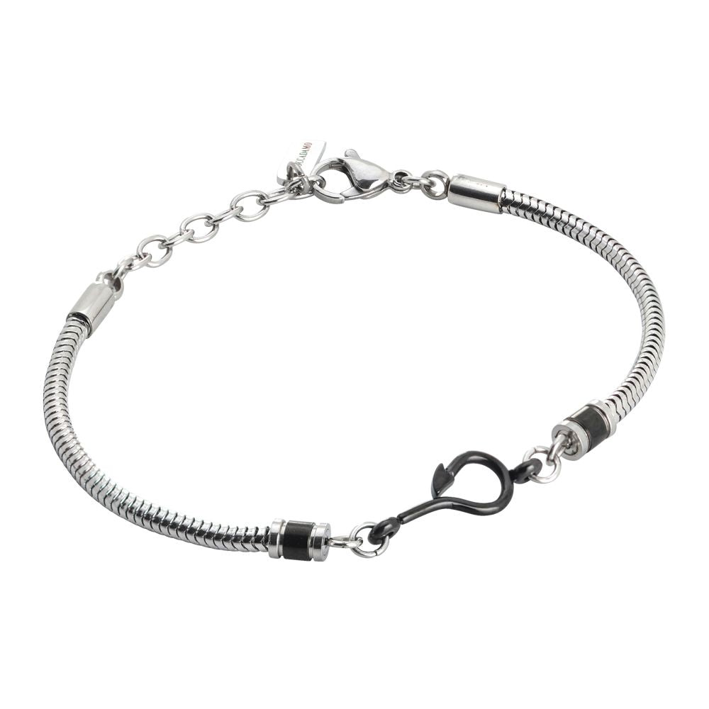 Bracciale tubolare rodiato con amo in pvd nero Default Title