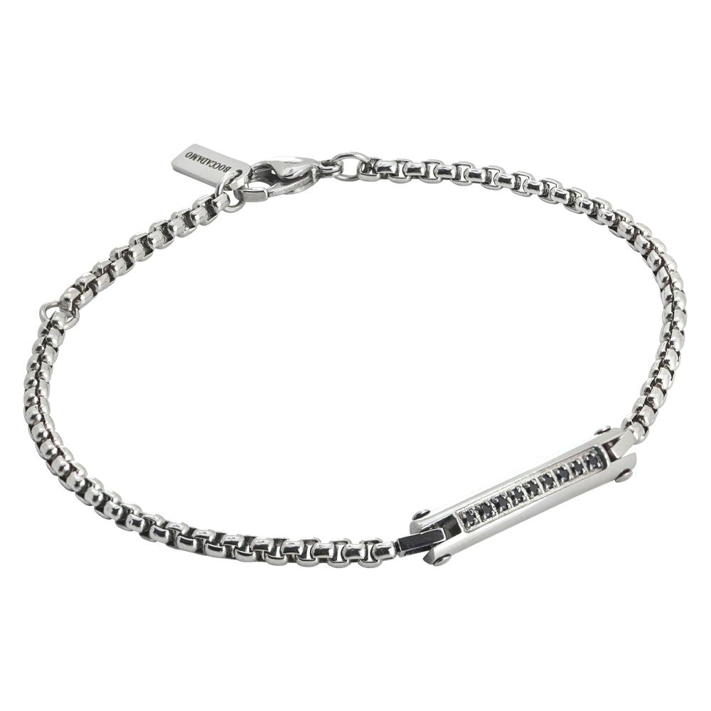 Bracciale in acciaio e pvd nero con zirconi Default Title