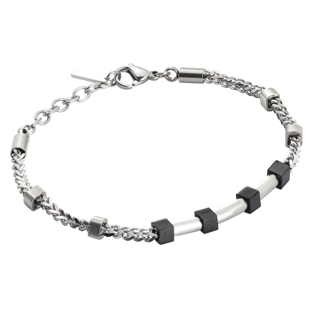 Bracciale in acciaio e cubetti in pvd nero Default Title