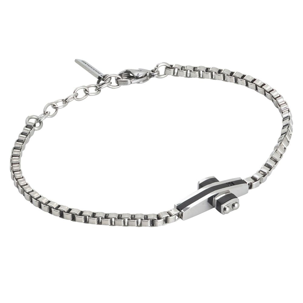 Bracciale in acciaio con crocefisso centrale in pvd nero Default Title