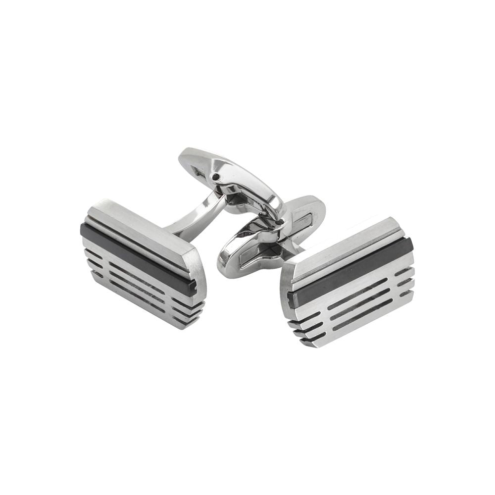 Gemelli in acciaio con inserti in pvd nero Default Title