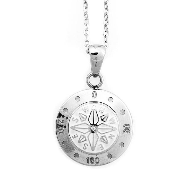 Collana in acciaio con rosa dei venti bianca Default Title