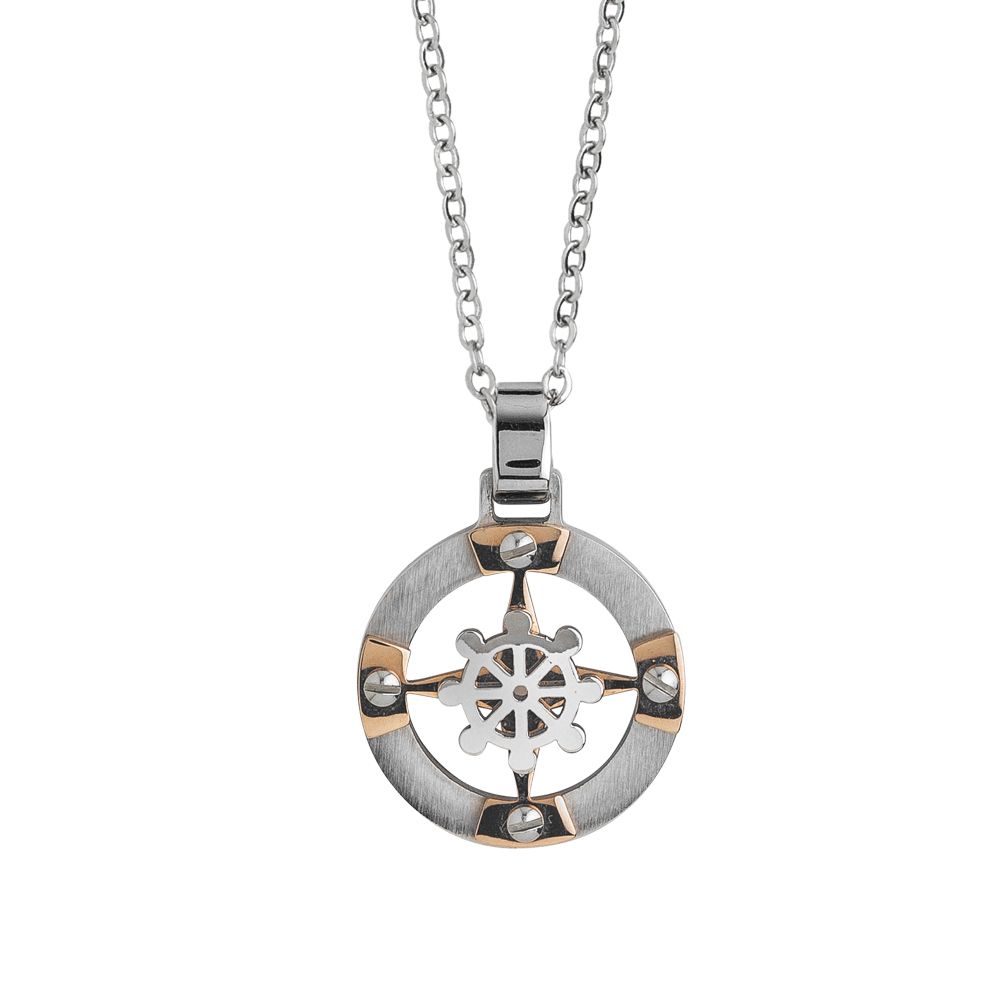 Collana in acciaio con timone e zirconi Default Title