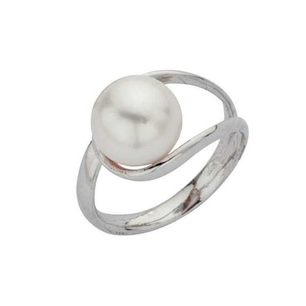 Anello con perla Swarovski bianca avvolta in doppia anima d'argento Default Title