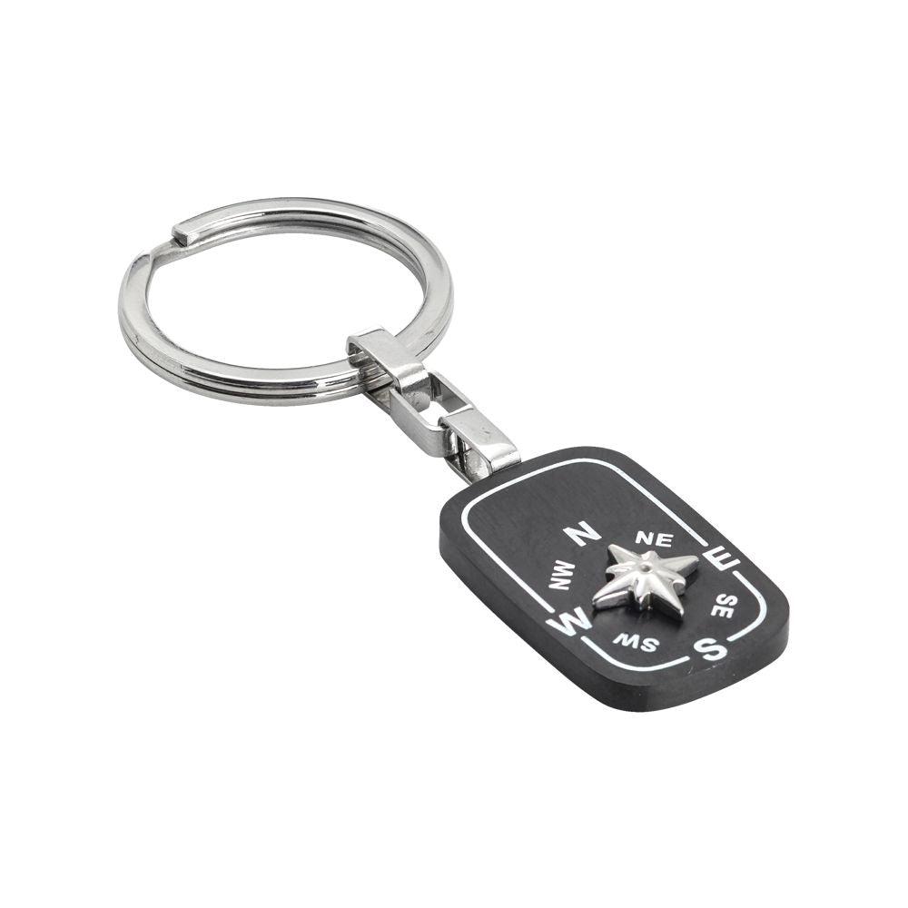 Portachiavi con piastrina in pvd nera e rosa dei venti Default Title