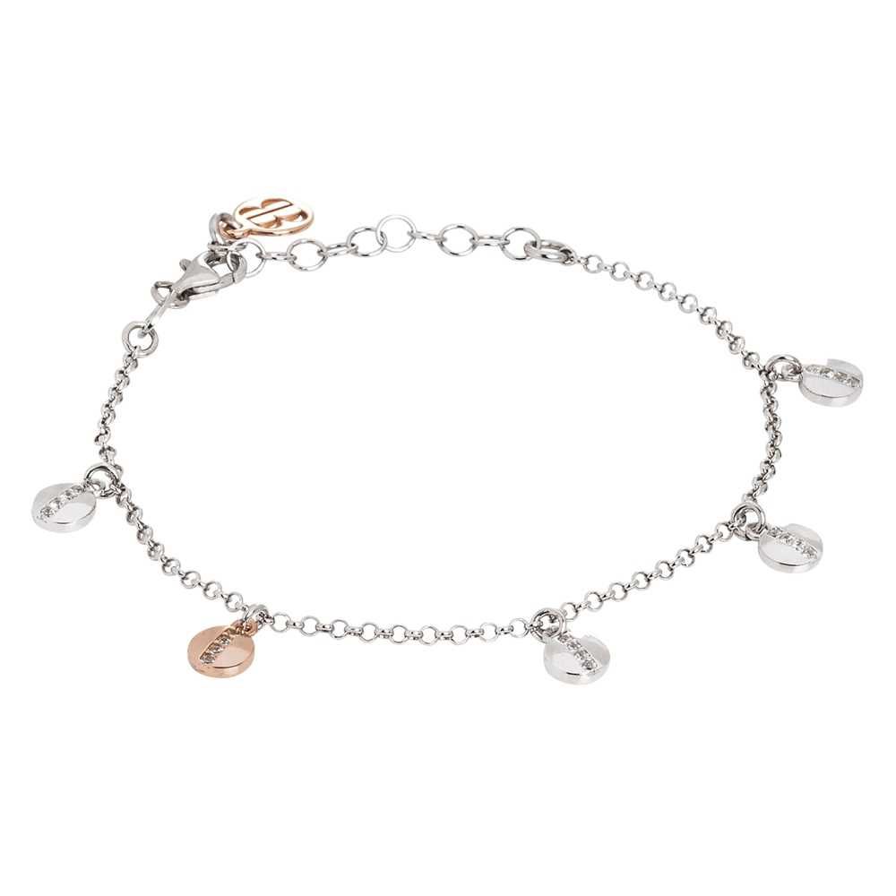 Bracciale in argento con charms circolari bicolor e zirconi Default Title