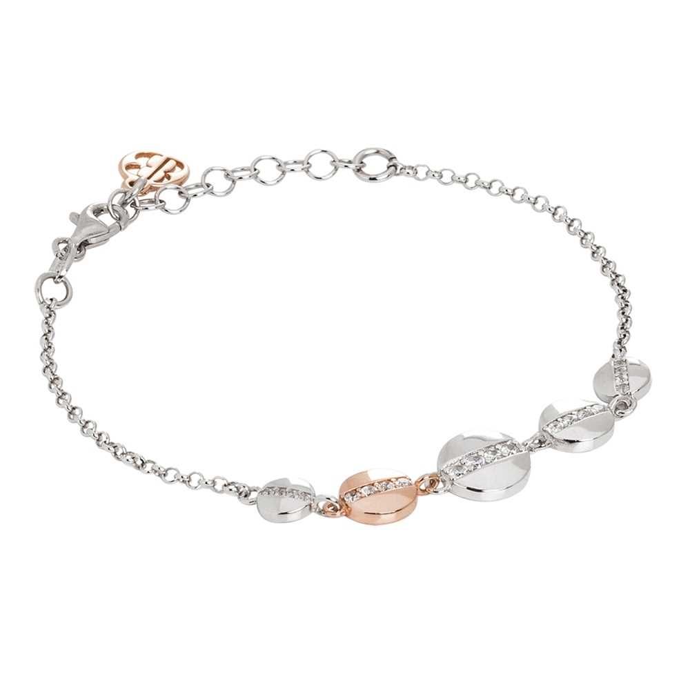 Bracciale con elementi circolari bicolor e zirconi Default Title
