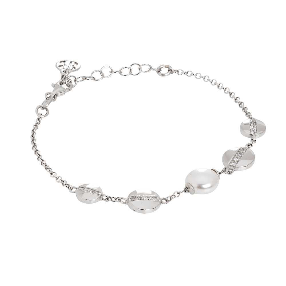Bracciale con perla Swarovski ed elementi circolari con zirconi Default Title