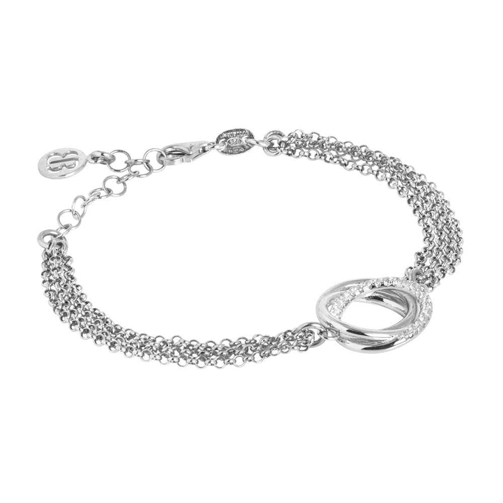 Bracciale doppio filo in argento rodiato con decoro in zirconi Default Title