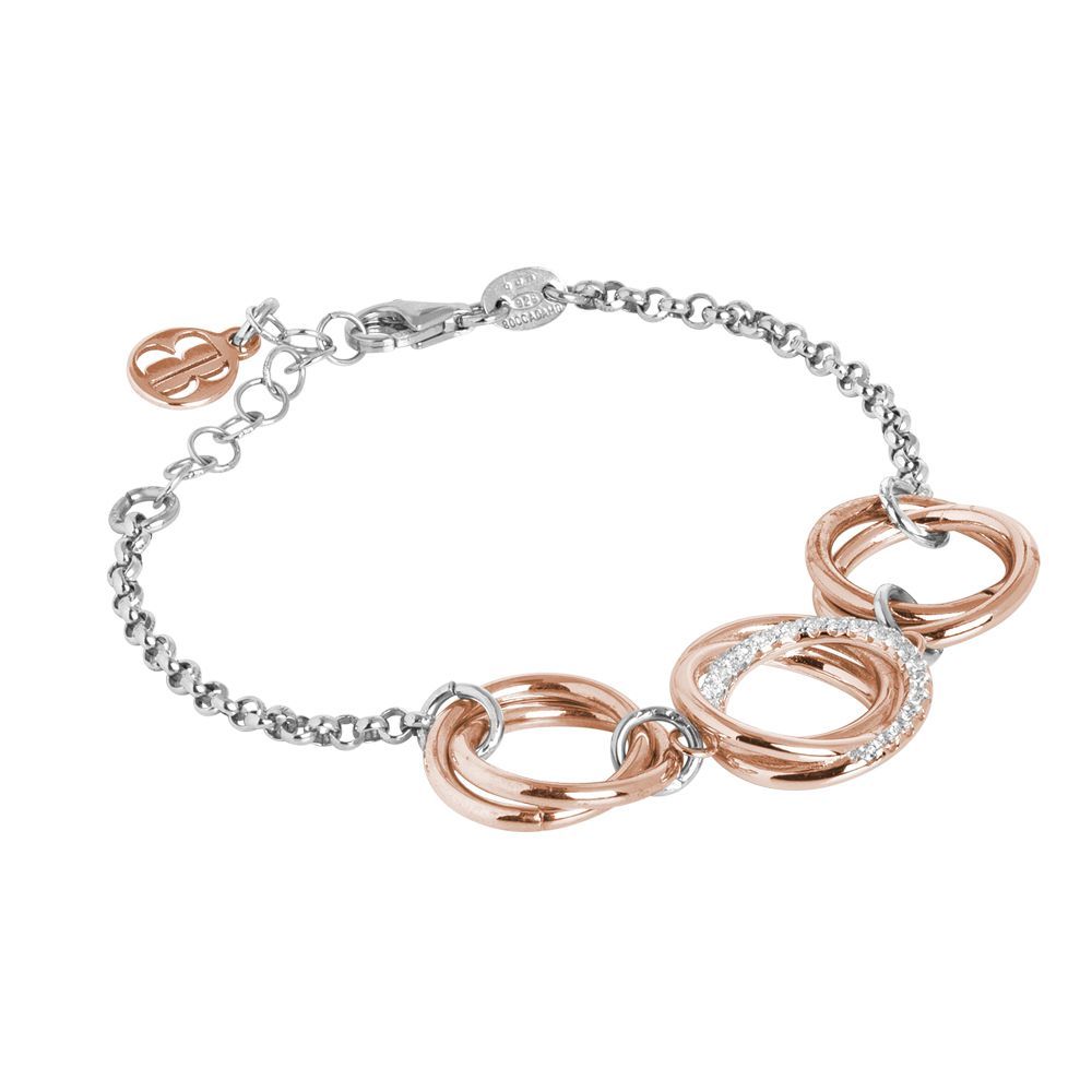 Bracciale in argento bicolor con cerchi intrecciati e zirconi Default Title