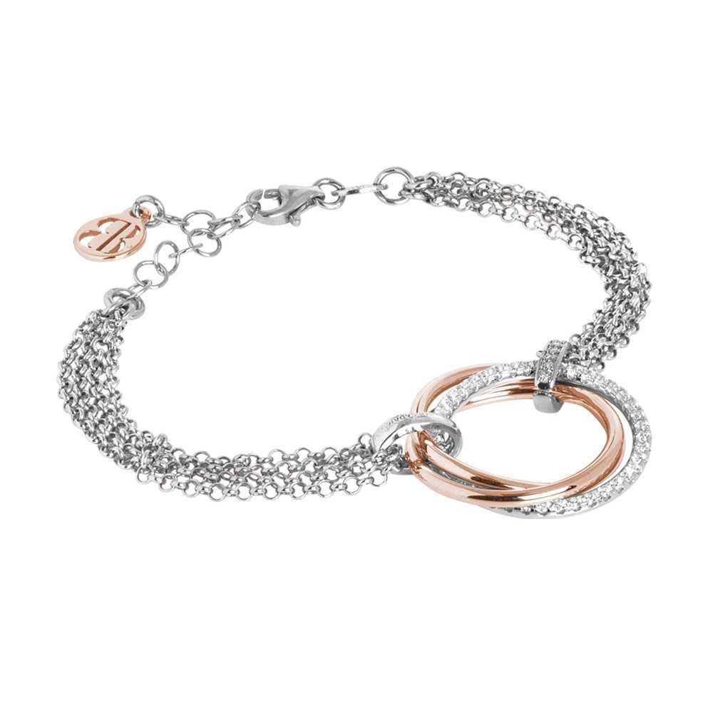 Bracciale multifilo con cerchi lisci placcati oro rosa e di zirconi Default Title