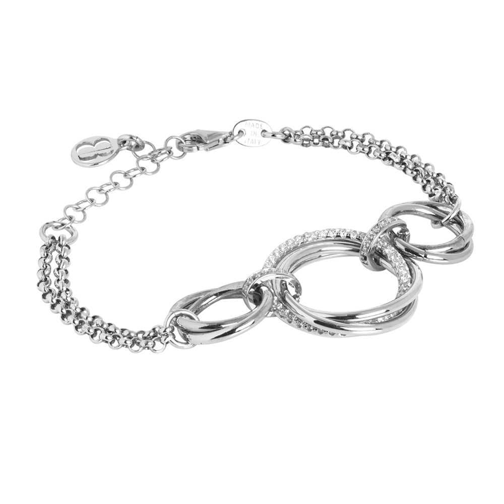 Bracciale doppio filo con cerchi intrecciati e zirconi Default Title