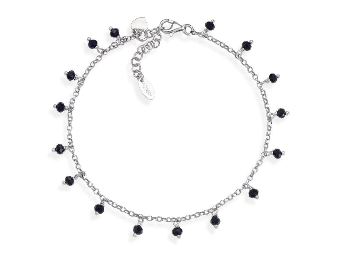 Cavigliera in AG925 e cristalli cangianti neri cuore charm (Lung. 22+3cm) Default Title