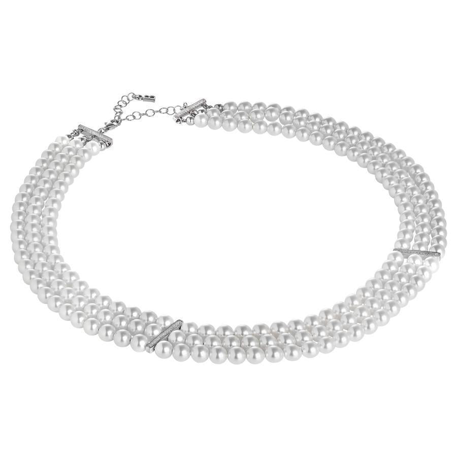 Collana multifilo di perle Swarovski con inserti in argento e zirconi Default Title